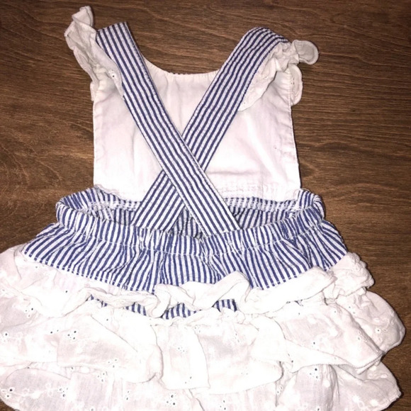 Nursery Rhymes Little Girl 6 Months Preppy Striped Whale Seersucker romper - Picture 3 of 6